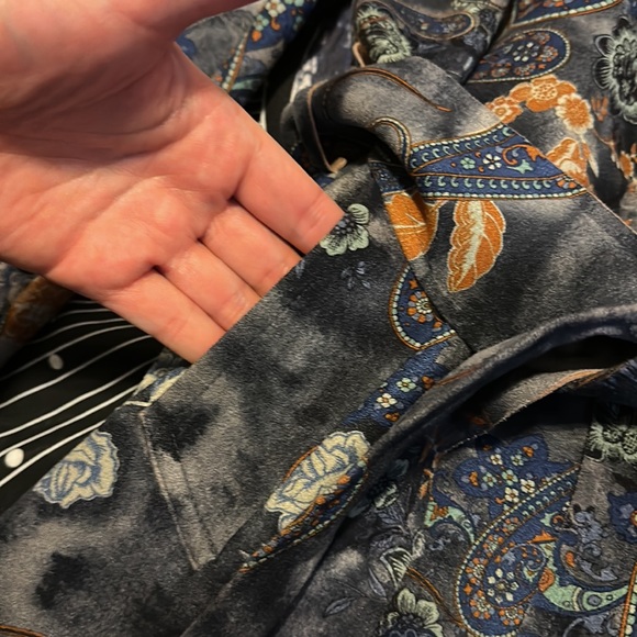 Beautiful tie dye/floral/paisley pattern faux suede wrap coat jacket size L - Picture 10 of 13